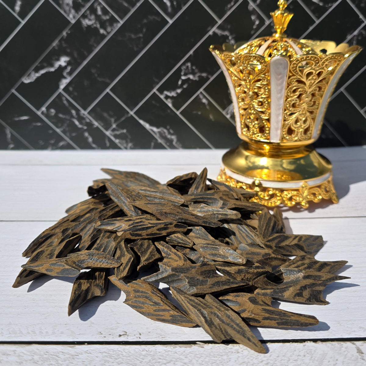 Tiger Double Super Muhassan Oud Chips – Vietnamese Agarwood Infused with Natural Oud Resin | Rich, Smooth & Sweet