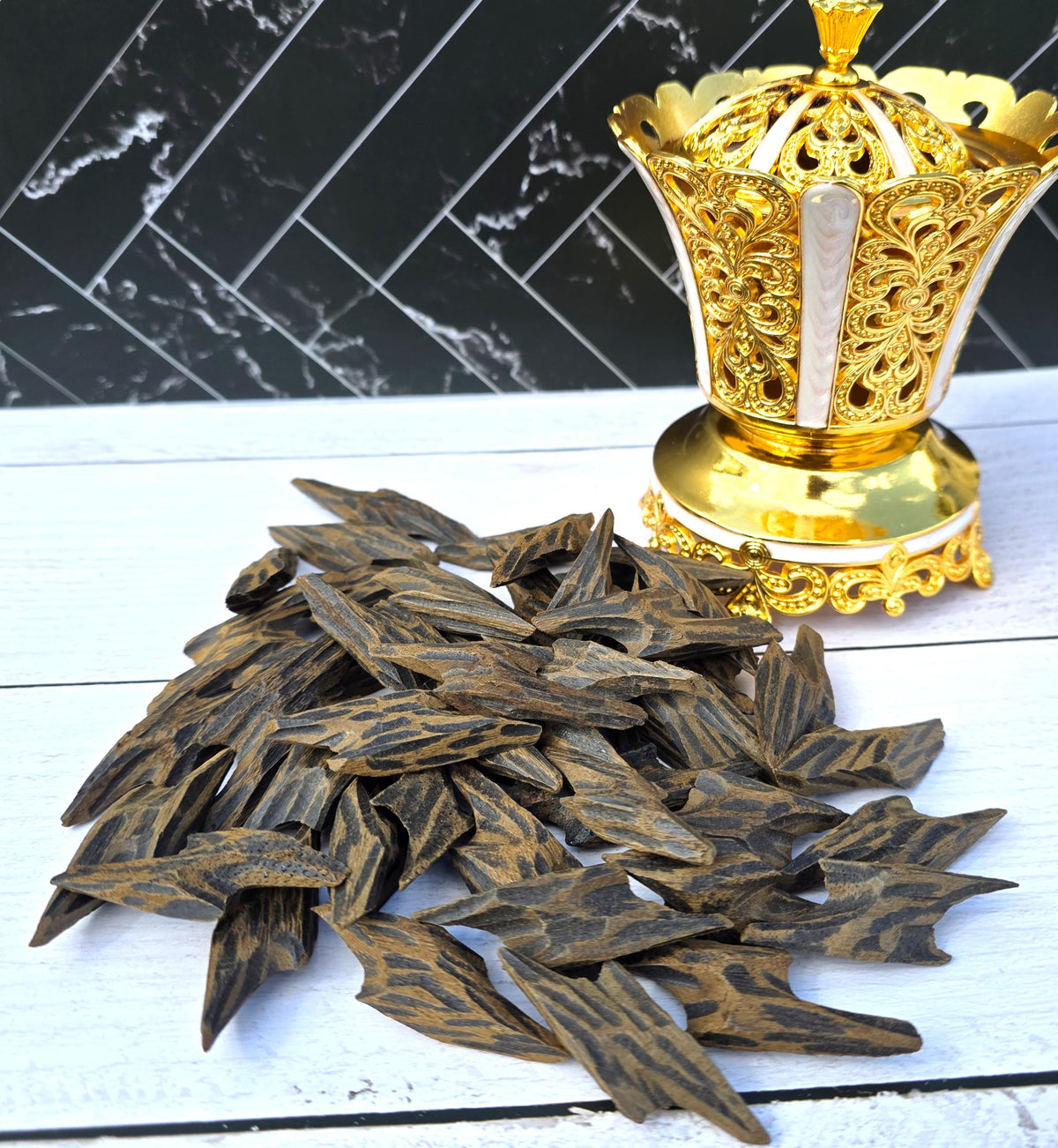Tiger Double Super Muhassan Oud Chips – Vietnamese Agarwood Infused with Natural Oud Resin | Rich, Smooth & Sweet