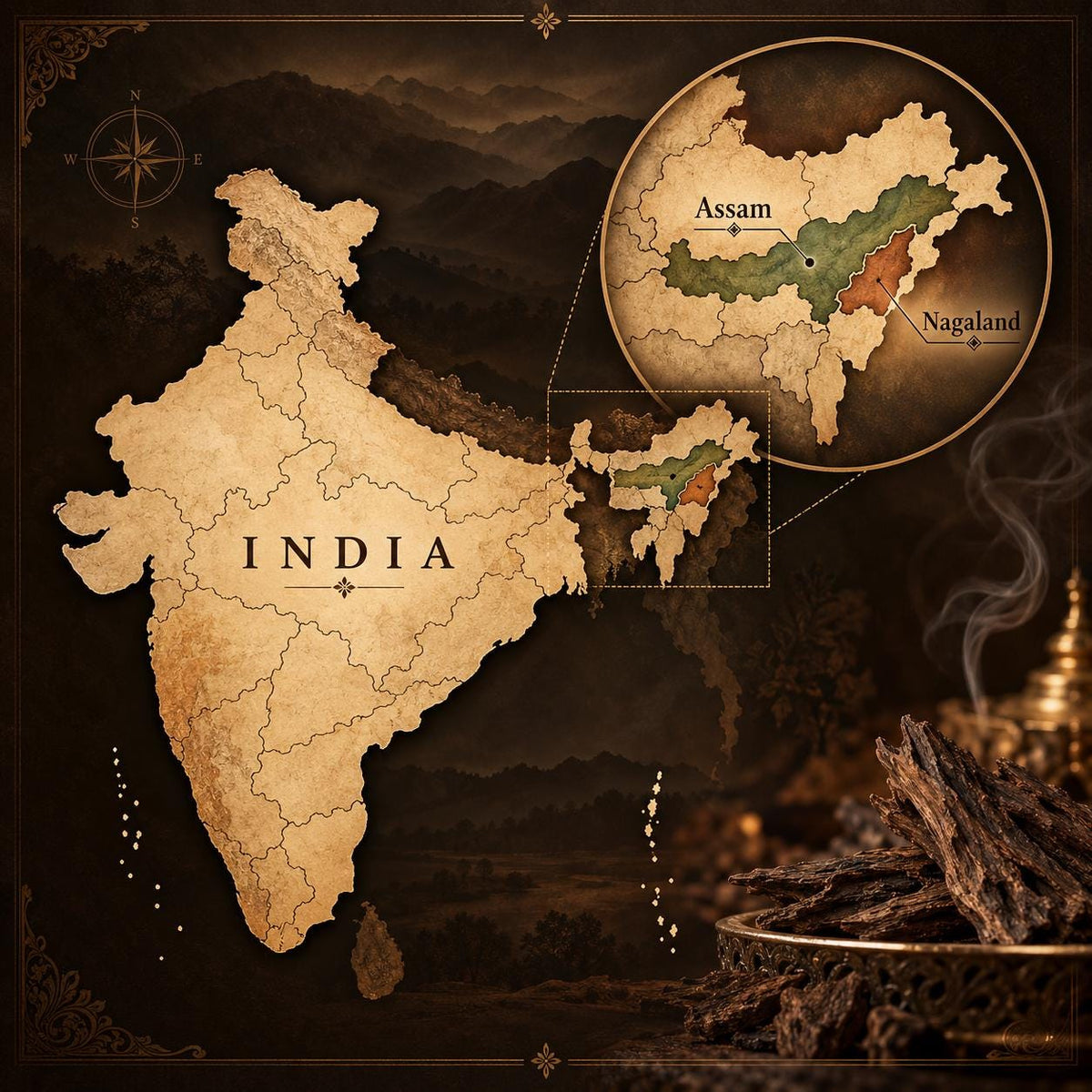 Nagaland Hindi Double Super Oud Oil – 100% Pure Wild Indian Agarwood Oil, Artisan Distillation | Resin, Leather & Sweet Tobacco